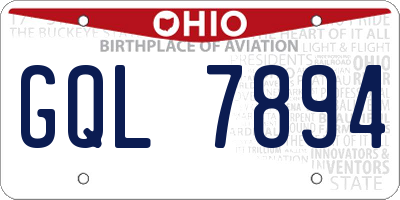 OH license plate GQL7894