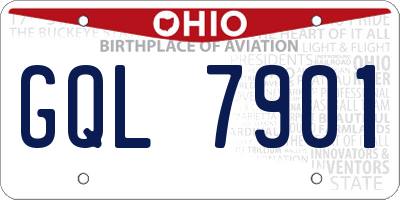 OH license plate GQL7901