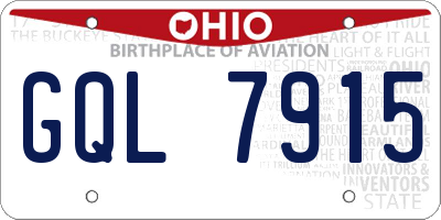 OH license plate GQL7915