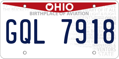 OH license plate GQL7918