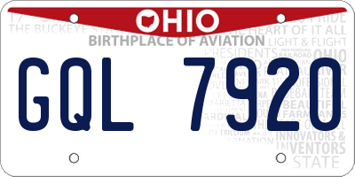 OH license plate GQL7920