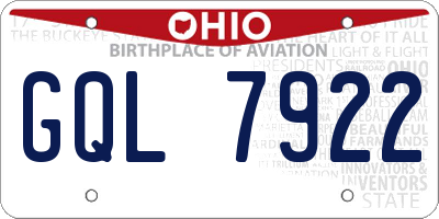 OH license plate GQL7922