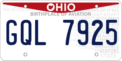 OH license plate GQL7925