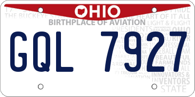 OH license plate GQL7927