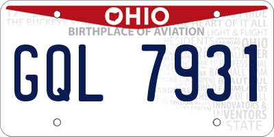 OH license plate GQL7931