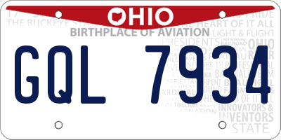 OH license plate GQL7934