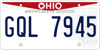 OH license plate GQL7945