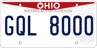 OH license plate GQL8000
