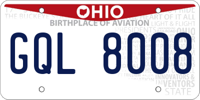 OH license plate GQL8008
