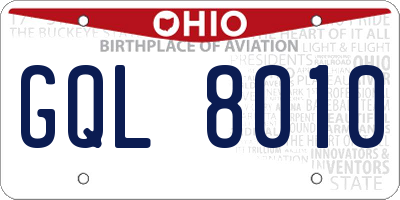 OH license plate GQL8010