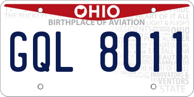 OH license plate GQL8011