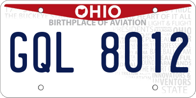 OH license plate GQL8012