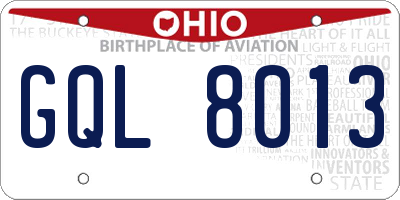 OH license plate GQL8013