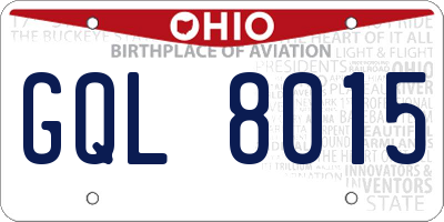 OH license plate GQL8015