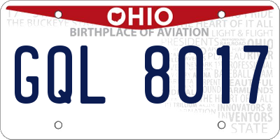 OH license plate GQL8017