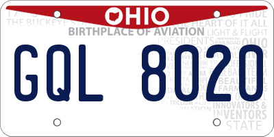OH license plate GQL8020