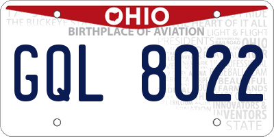 OH license plate GQL8022