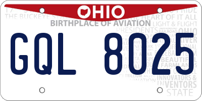 OH license plate GQL8025