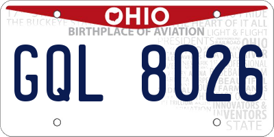 OH license plate GQL8026