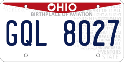 OH license plate GQL8027