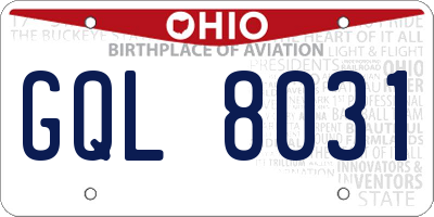OH license plate GQL8031
