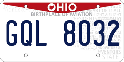 OH license plate GQL8032