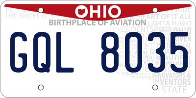 OH license plate GQL8035