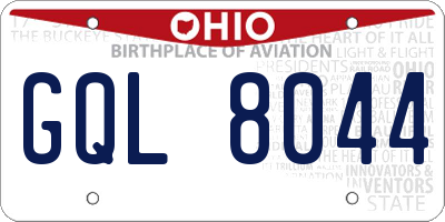 OH license plate GQL8044