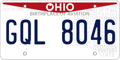 OH license plate GQL8046