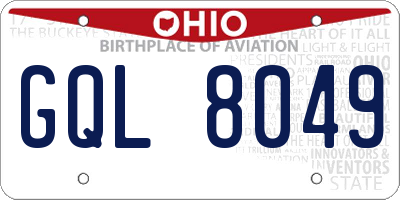 OH license plate GQL8049