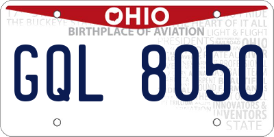 OH license plate GQL8050
