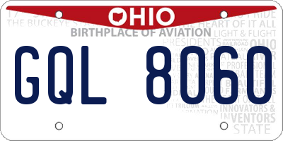 OH license plate GQL8060