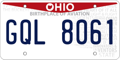 OH license plate GQL8061