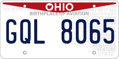 OH license plate GQL8065