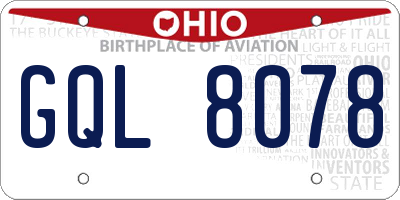 OH license plate GQL8078