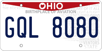 OH license plate GQL8080