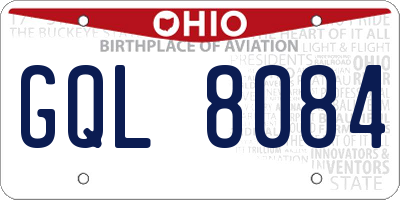OH license plate GQL8084