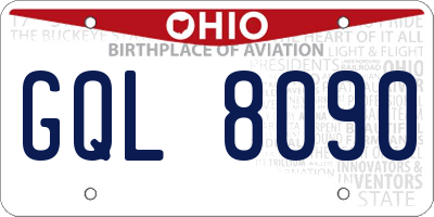 OH license plate GQL8090
