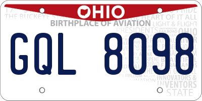 OH license plate GQL8098