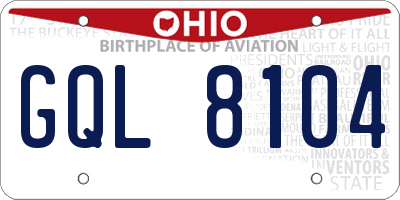 OH license plate GQL8104