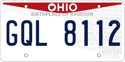 OH license plate GQL8112