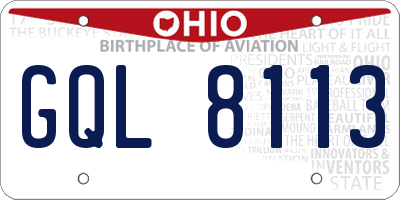 OH license plate GQL8113