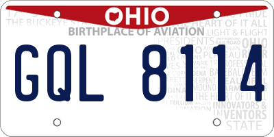 OH license plate GQL8114
