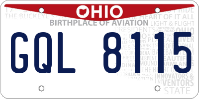 OH license plate GQL8115