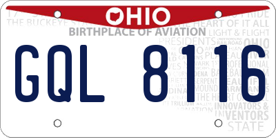 OH license plate GQL8116