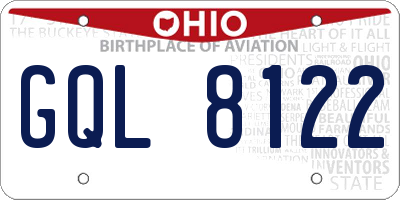 OH license plate GQL8122