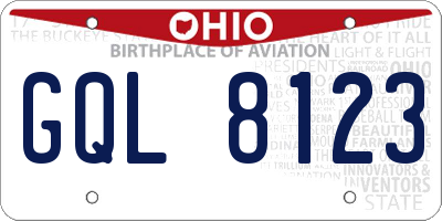 OH license plate GQL8123
