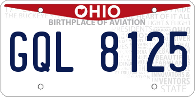 OH license plate GQL8125