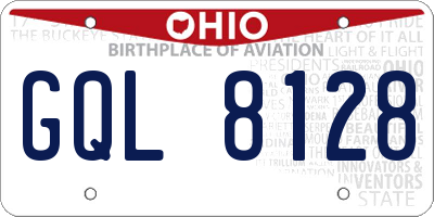 OH license plate GQL8128