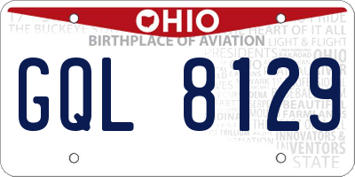OH license plate GQL8129
